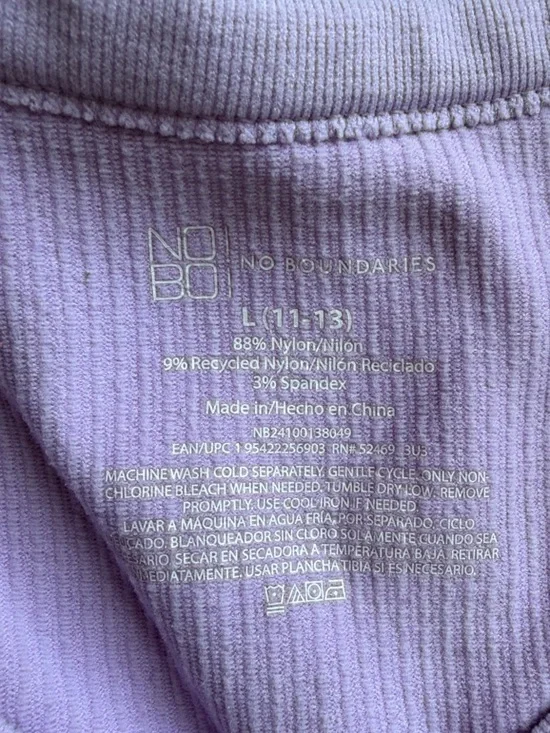 No Boundaries Ribbed Comfy V-Neck Tee Duo - Light Blue & Lavender Size L 11-13 - Picture 2 of 3